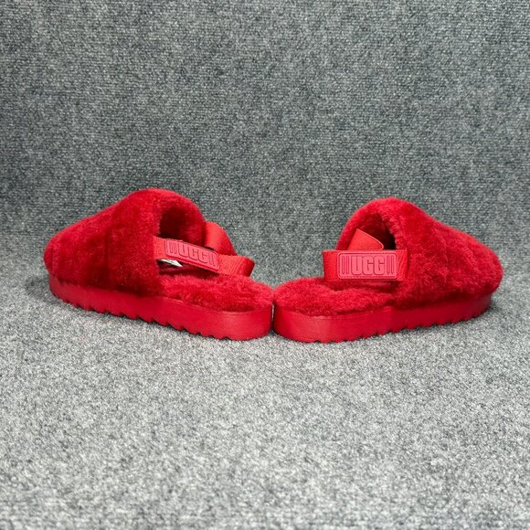 UGG Super Fluff Slippers Women's Size 11 Red Comfy Cozy Slip On Sheepskin Shoes - Picture 6 of 11